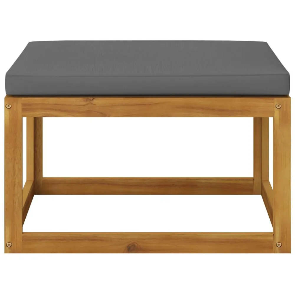 Poggiapiedi con Cuscino Grigio Ombroso Legno Massello Acacia