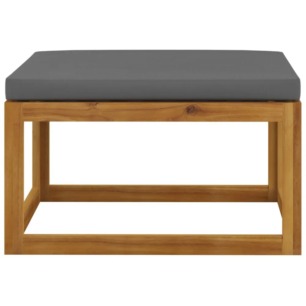 Poggiapiedi con Cuscino Grigio Ombroso Legno Massello Acacia