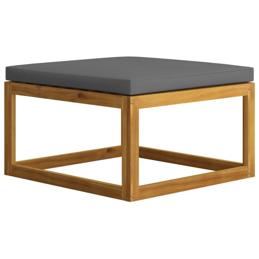 Poggiapiedi con Cuscino Grigio Ombroso Legno Massello Acacia