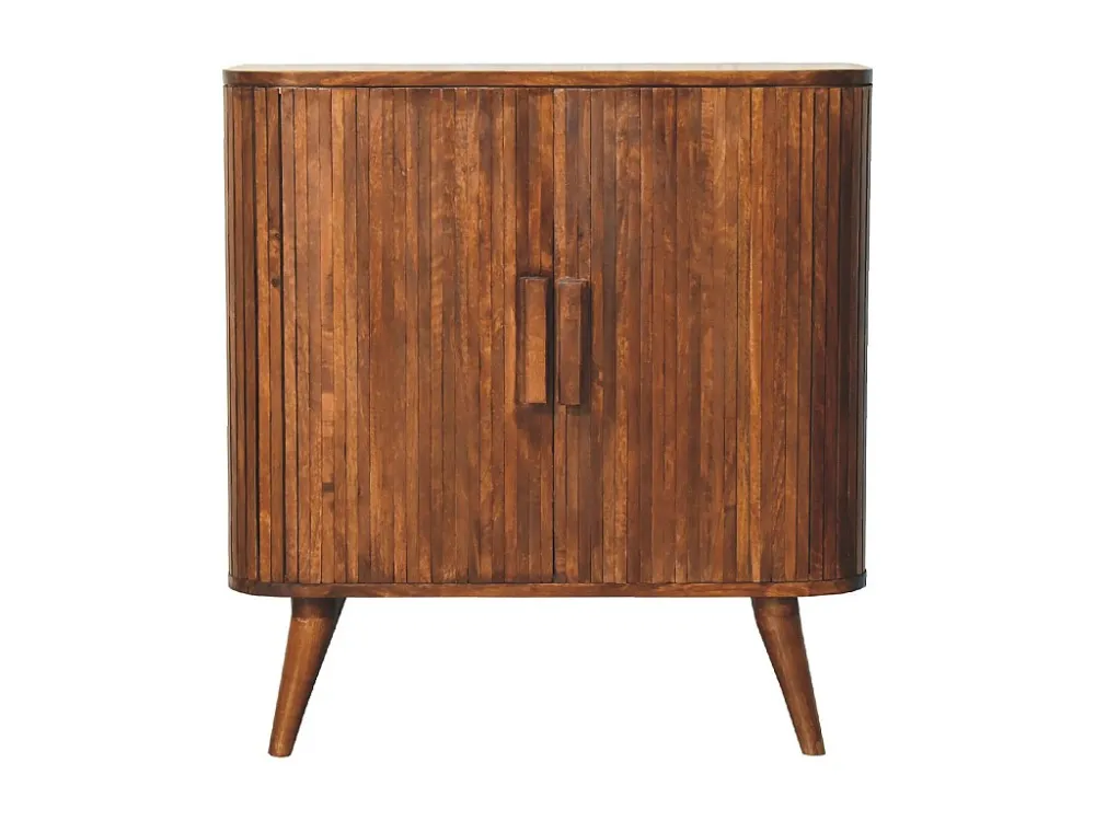 Artisan Furniture Armadietto Strisce Legno Massello di Castagno, Stoccaggio per Soggiorno o Camera da Letto