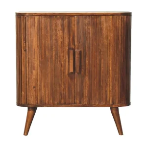 Artisan Furniture Armadietto Strisce Legno Massello di Castagno, Stoccaggio per Soggiorno o Camera da Letto