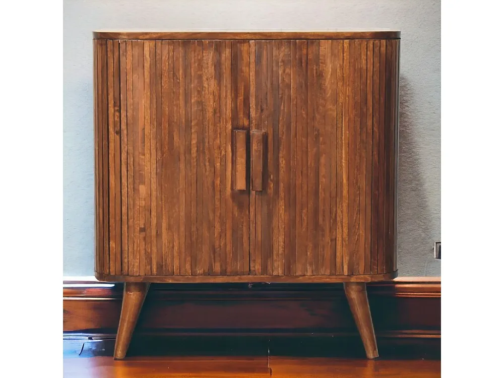 Artisan Furniture Armadietto Strisce Legno Massello di Castagno, Stoccaggio per Soggiorno o Camera da Letto