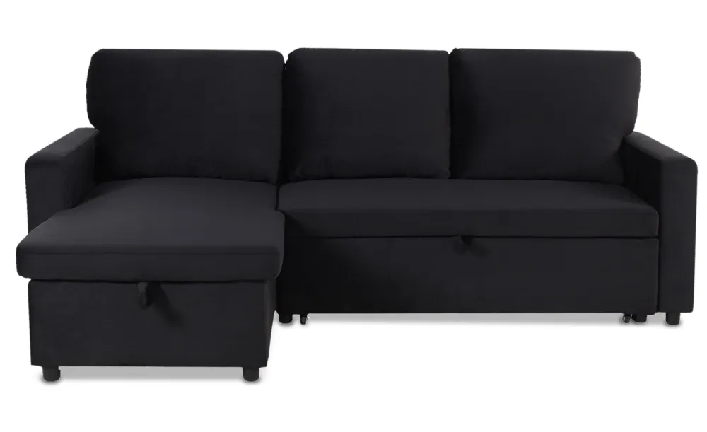 Divano letto angolare Baleares Velluto Nero