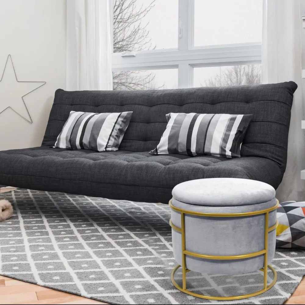 Pouf tondo Ringo velluto argento
